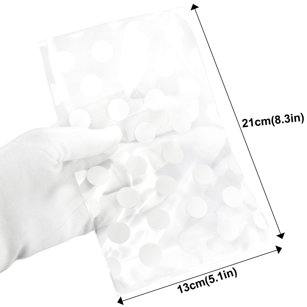 White Polka Dots Plastic Gift Bags 100 Pieces