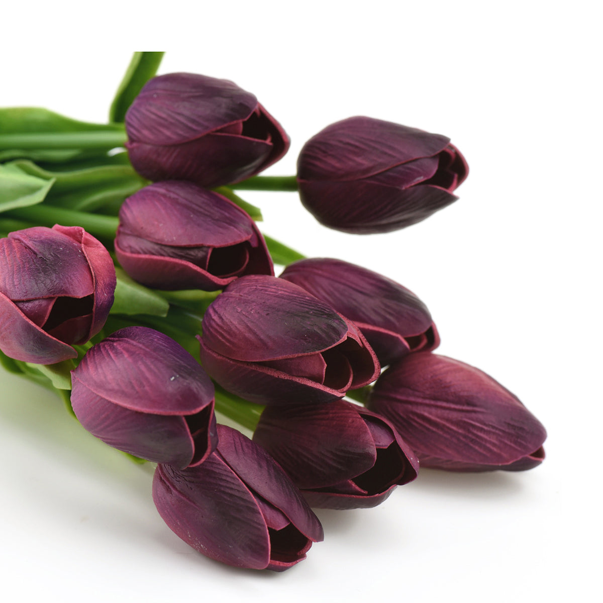 Dark Scarlet Real Touch Tulips Artificial Flowers Bouquet 10 Stems