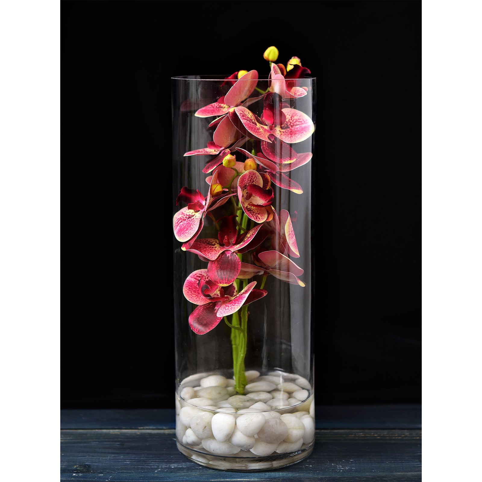 Tropical Berry Pink 2 Stems Real Touch Artificial Butterfly Orchids/Moth Orchid/Phalaenopsis Flowers 27.6" Tal 70cm