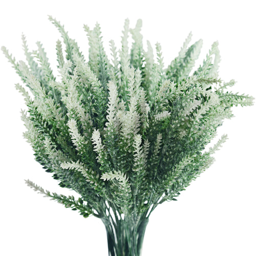 Artificial Flocked White Lavender Flowers & Bouquets 10 Bundles