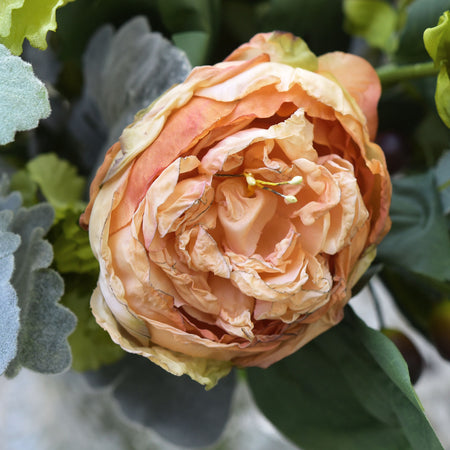 Blush Pink Nostalgic Sentimental Rustic Vintage Silk Peony Artificial Flower Bouquet 6 Stems