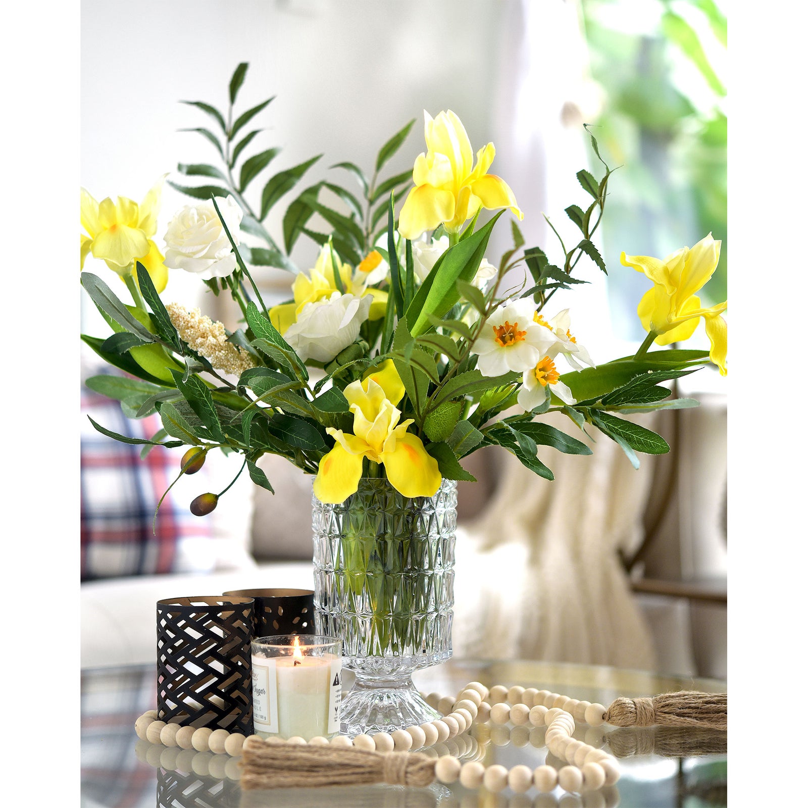 6 Long Stems Iris (Yellow) Real Touch Artificial Flower Bouquet