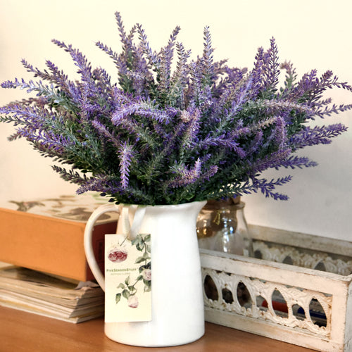 Artificial Flocked Purple Lavender Flowers & Bouquets 10 Bundles