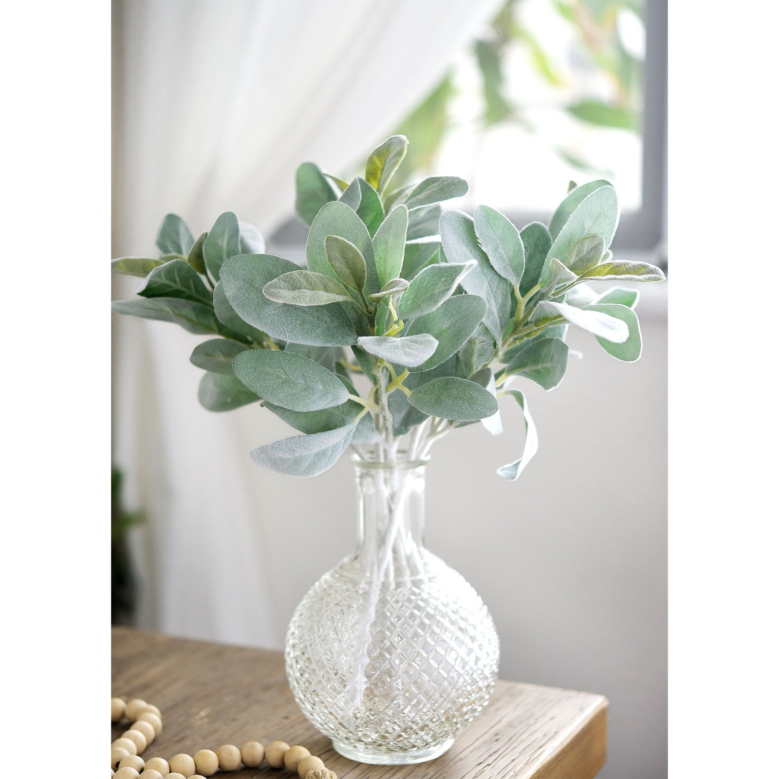 FiveSeasonStuff Sage Green Lamb's Ear Artificial Greenery Bush Plants for Wedding Flower Fillers DIY Bouquets and Floral Arrangements (6 Stems 14 inches Tall)