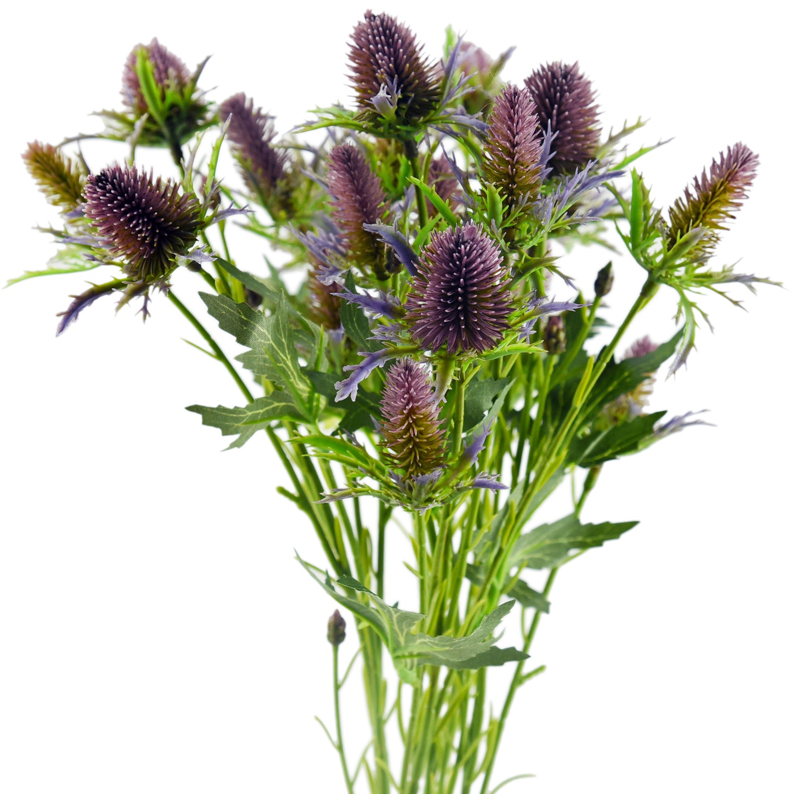 Real Size Artificial Real Touch Eryngium (Sea Holly) Purple Thistles (5 Stems)