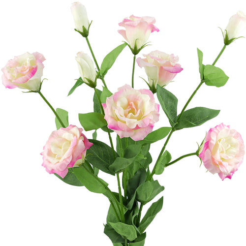 FiveSeasonStuff Real Touch Light Rose Pink Lisianthus Artificial Flowers Tall Long Stems 58cm 3 Stems