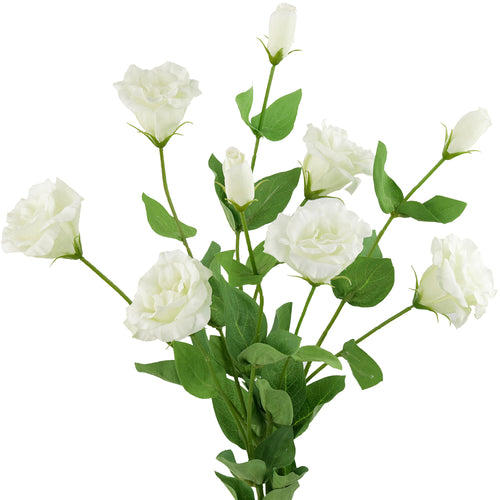FiveSeasonStuff Real Touch White Lisianthus Floral White Artificial Flowers Tall Long Stems 58cm 3 Stems