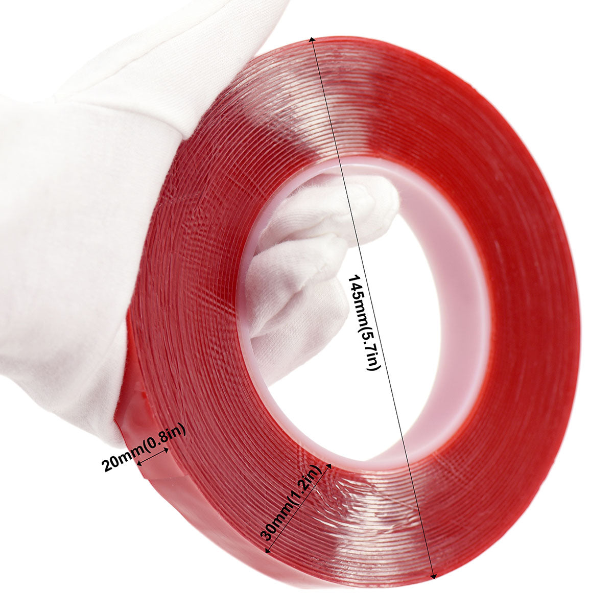 20mm x 1mm x 10 meters Multi-Purpose High Strength Transparent Acrylic Gel Adhesive Double Sided Tape Roll No Residue