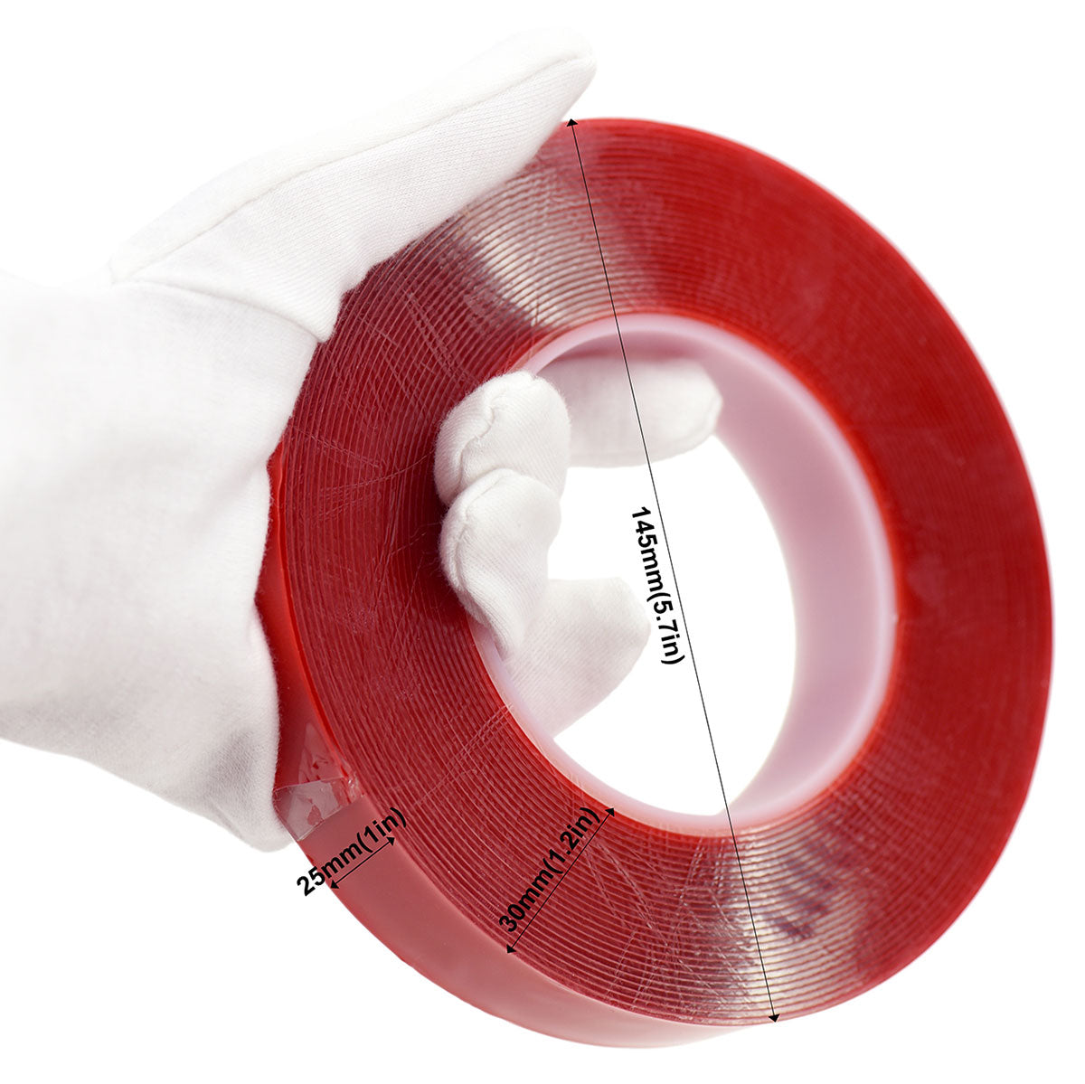 25mm x 1mm x 10 meters Multi-Purpose High Strength Transparent Acrylic Gel Adhesive Double Sided Tape Roll No Residue