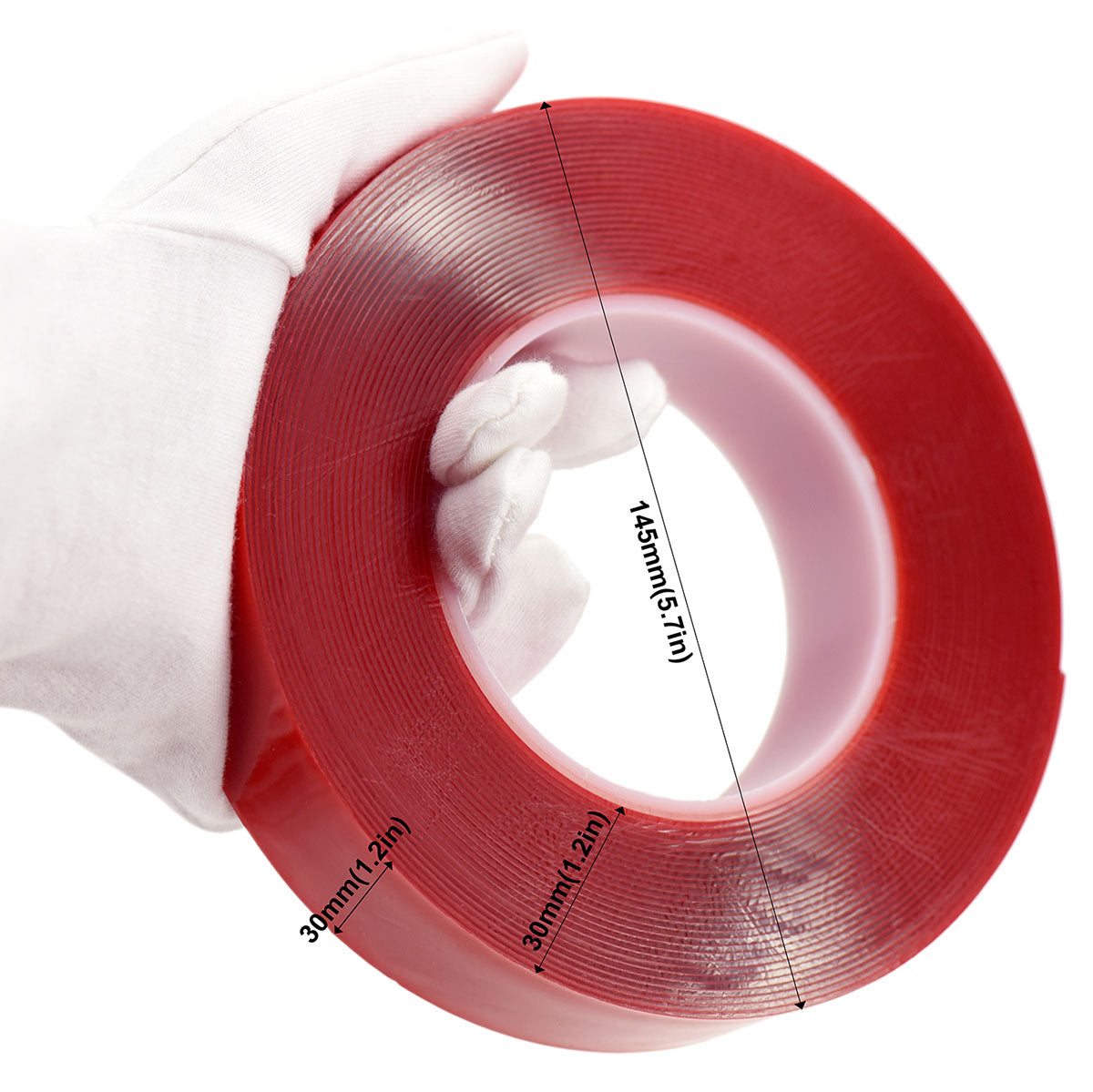 30mm x 1mm x 10 meters Multi-Purpose High Strength Transparent Acrylic Gel Adhesive Double Sided Tape Roll No Residue