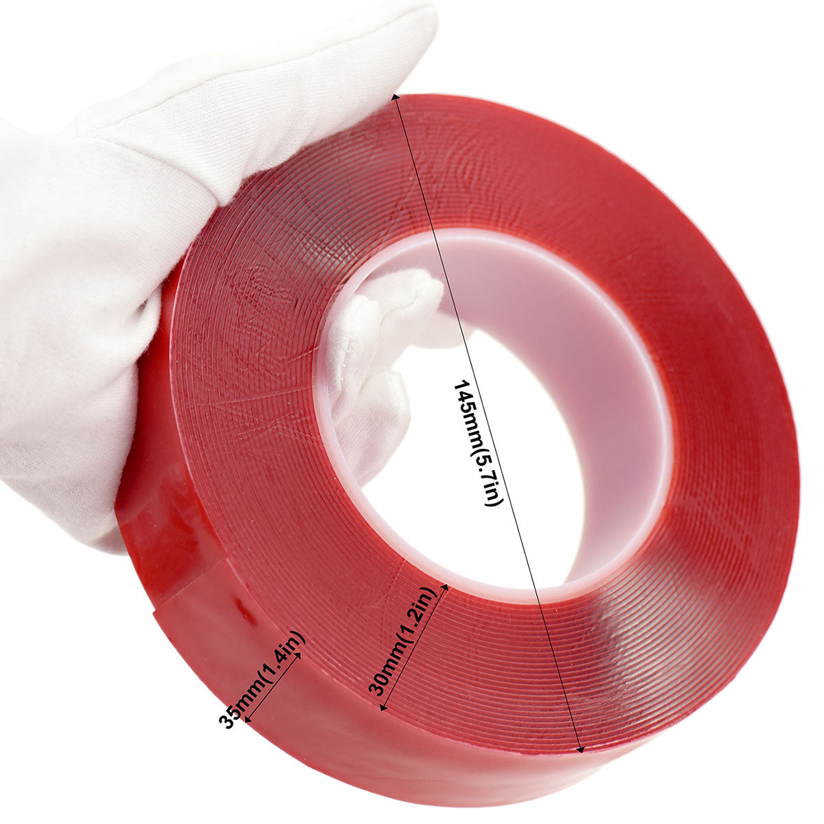 35mm x 1mm x 10 meters Multi-Purpose High Strength Transparent Acrylic Gel Adhesive Double Sided Tape Roll No Residue
