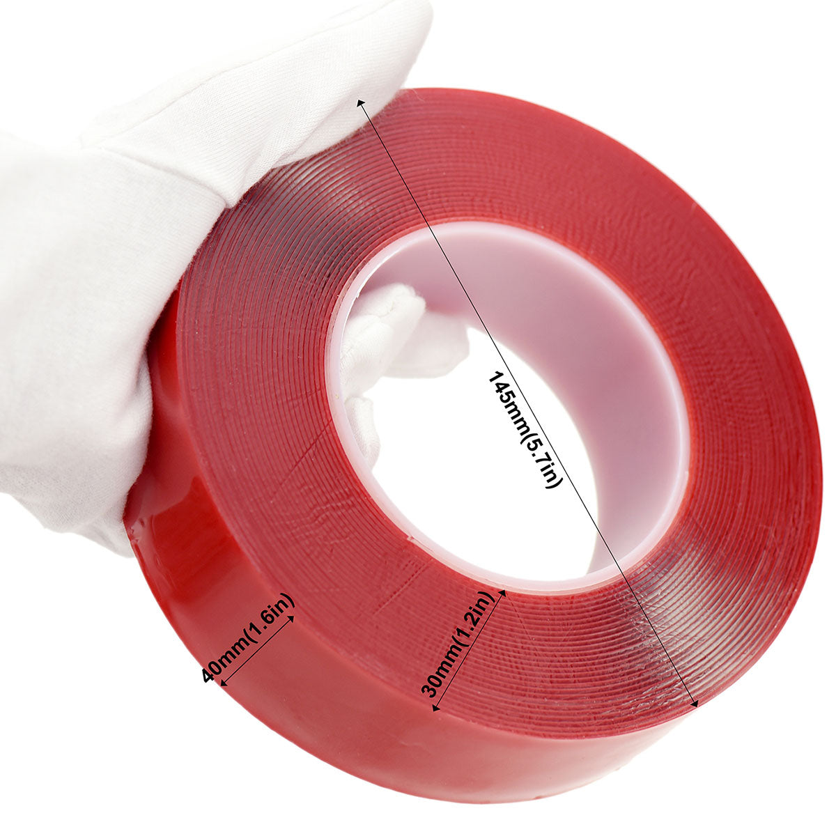 40mm x 1mm x 10 meters Multi-Purpose High Strength Transparent Acrylic Gel Adhesive Double Sided Tape Roll No Residue