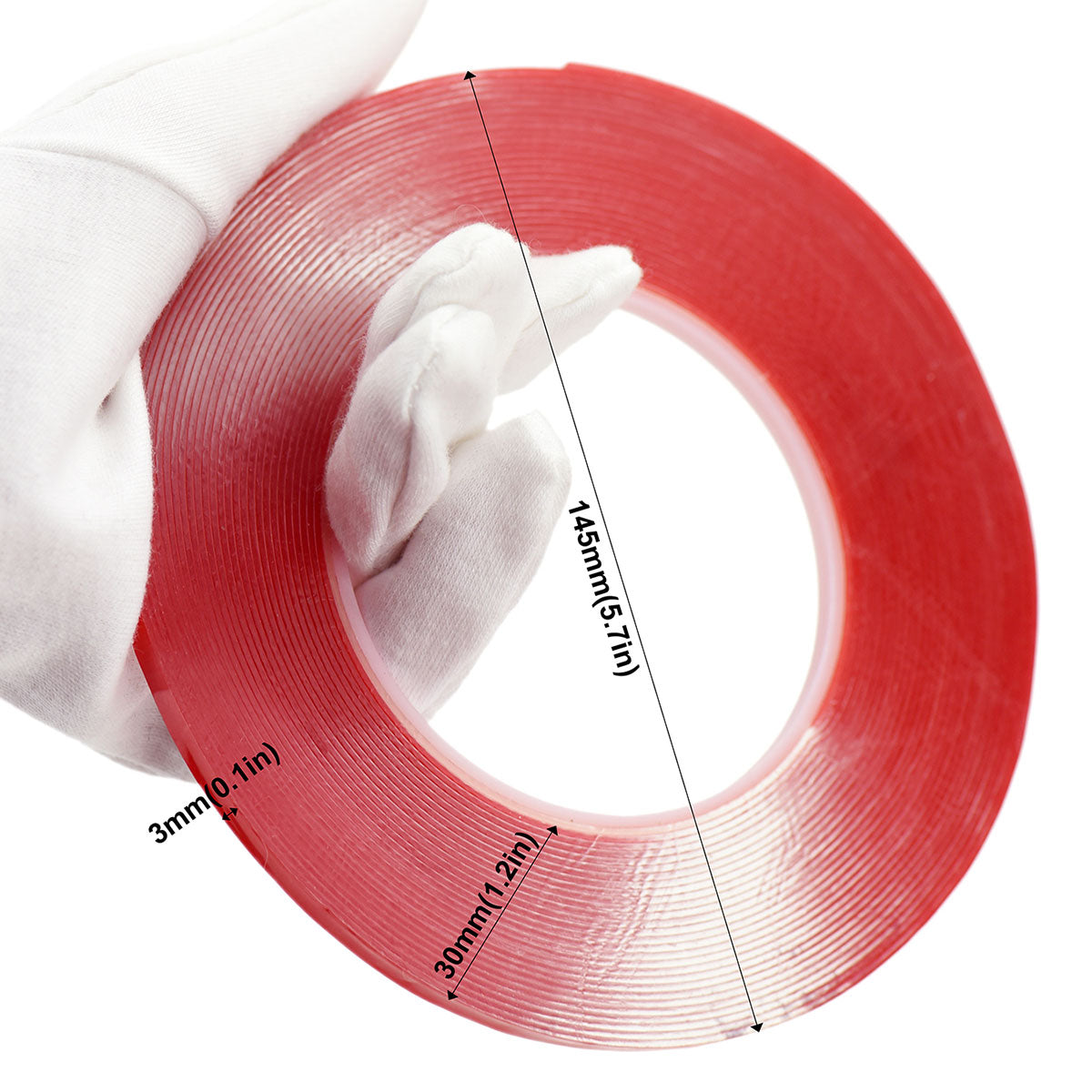 3mm x 1mm x 10 meters Multi-Purpose High Strength Transparent Acrylic Gel Adhesive Double Sided Tape Roll No Residue