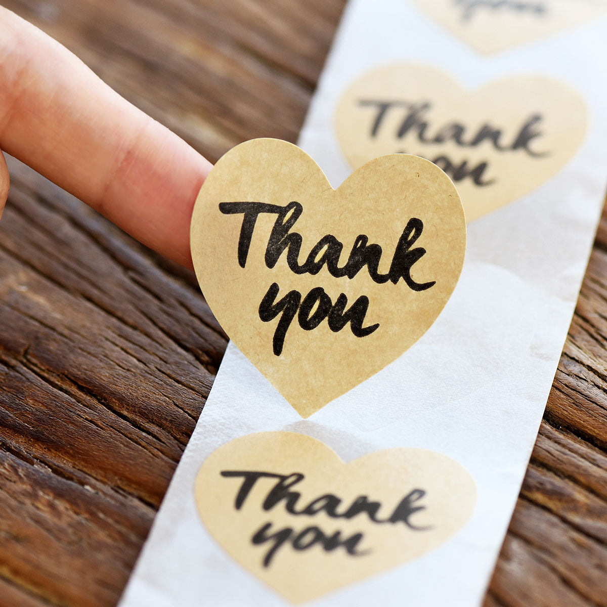 Heart Shape Kraft Paper Thank you Stickers 500 Pieces