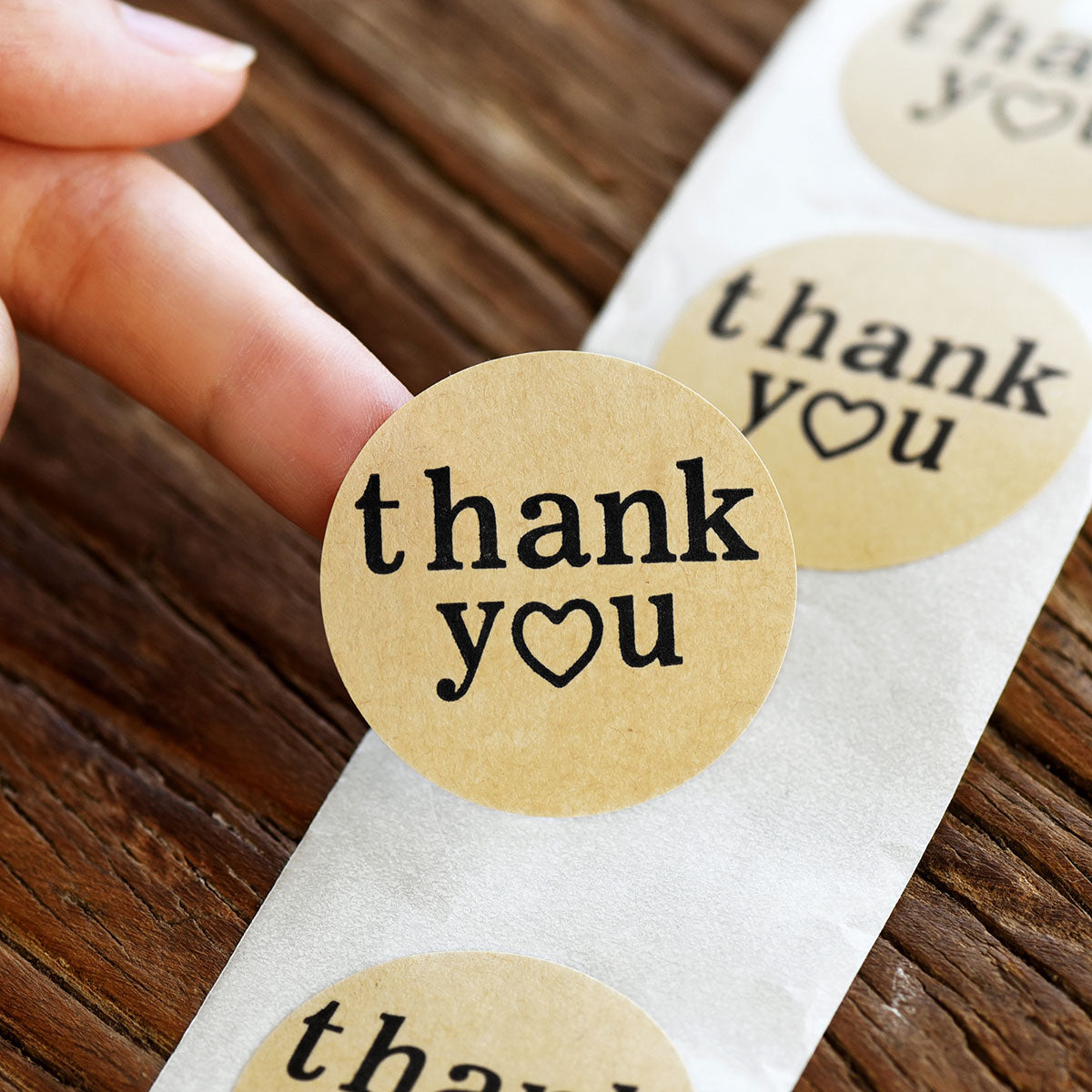 Round Shape Kraft Paper Thank You Stickers 500 Pieces