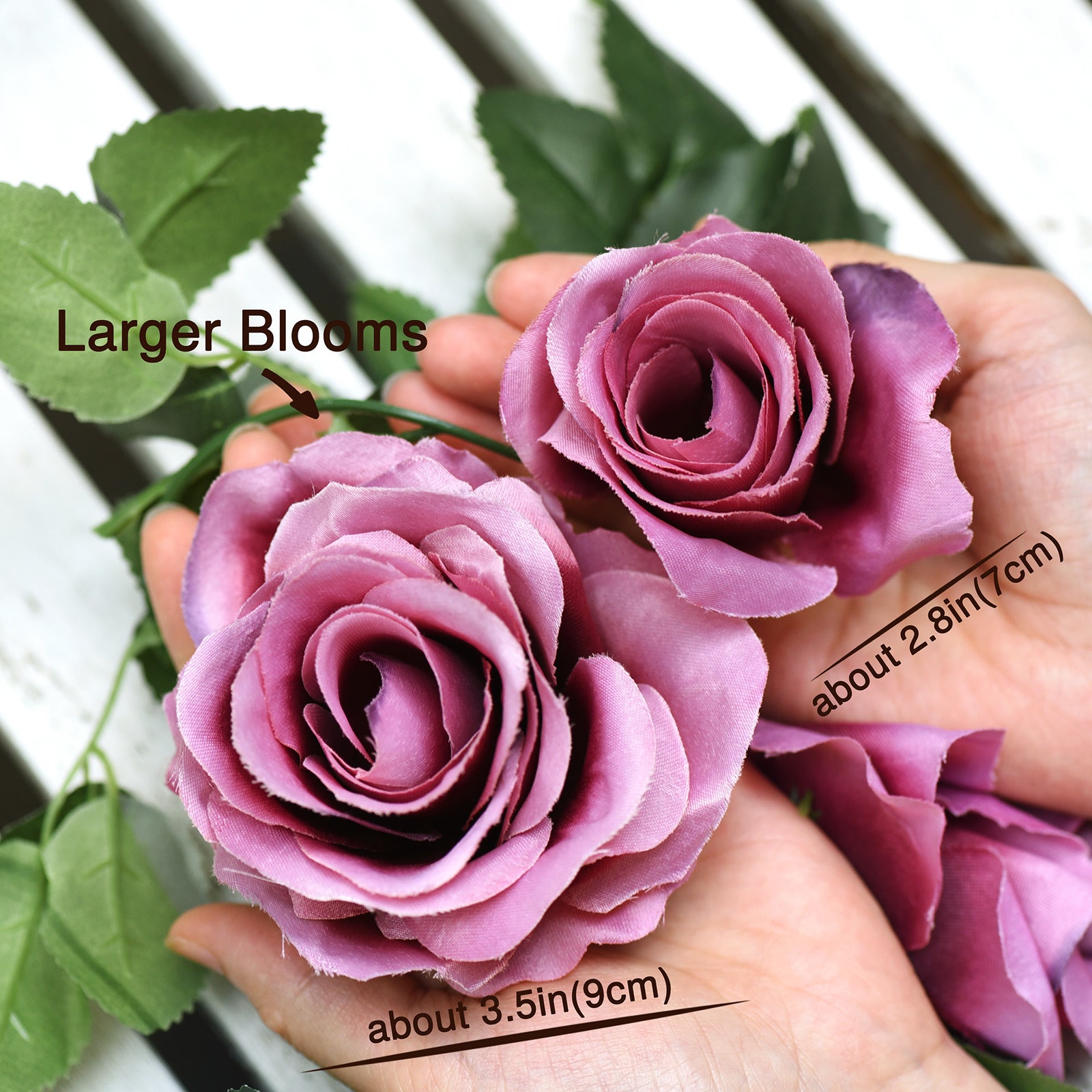 Artificial Silk Rose Garlands Vine Plant Flower Leaves (Fuchhsia) 2 Pcs