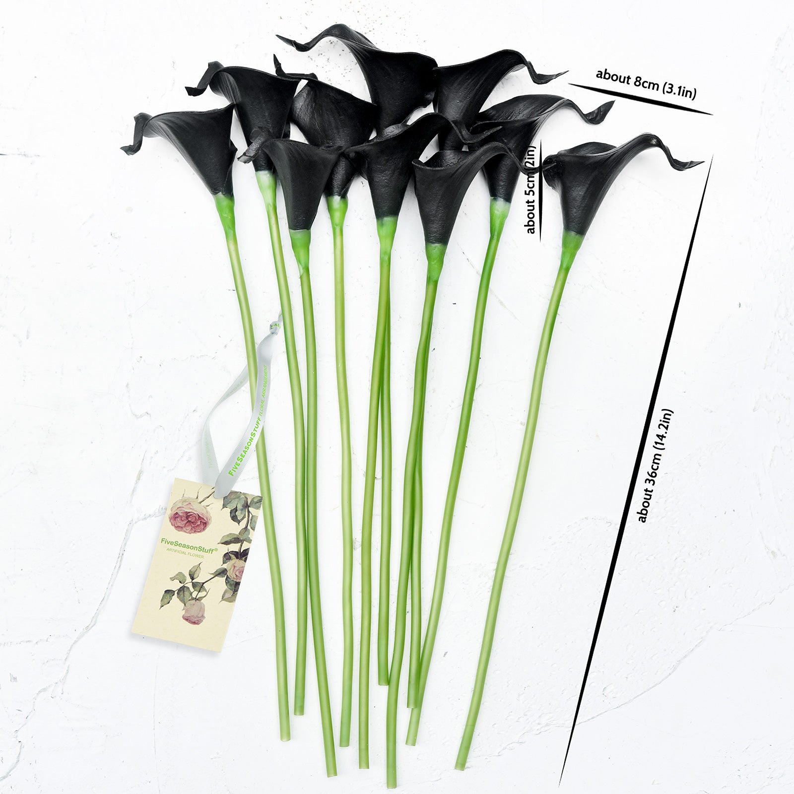 Black Real Touch Calla Lilies Artificial Flower Bouquet 10 Stems