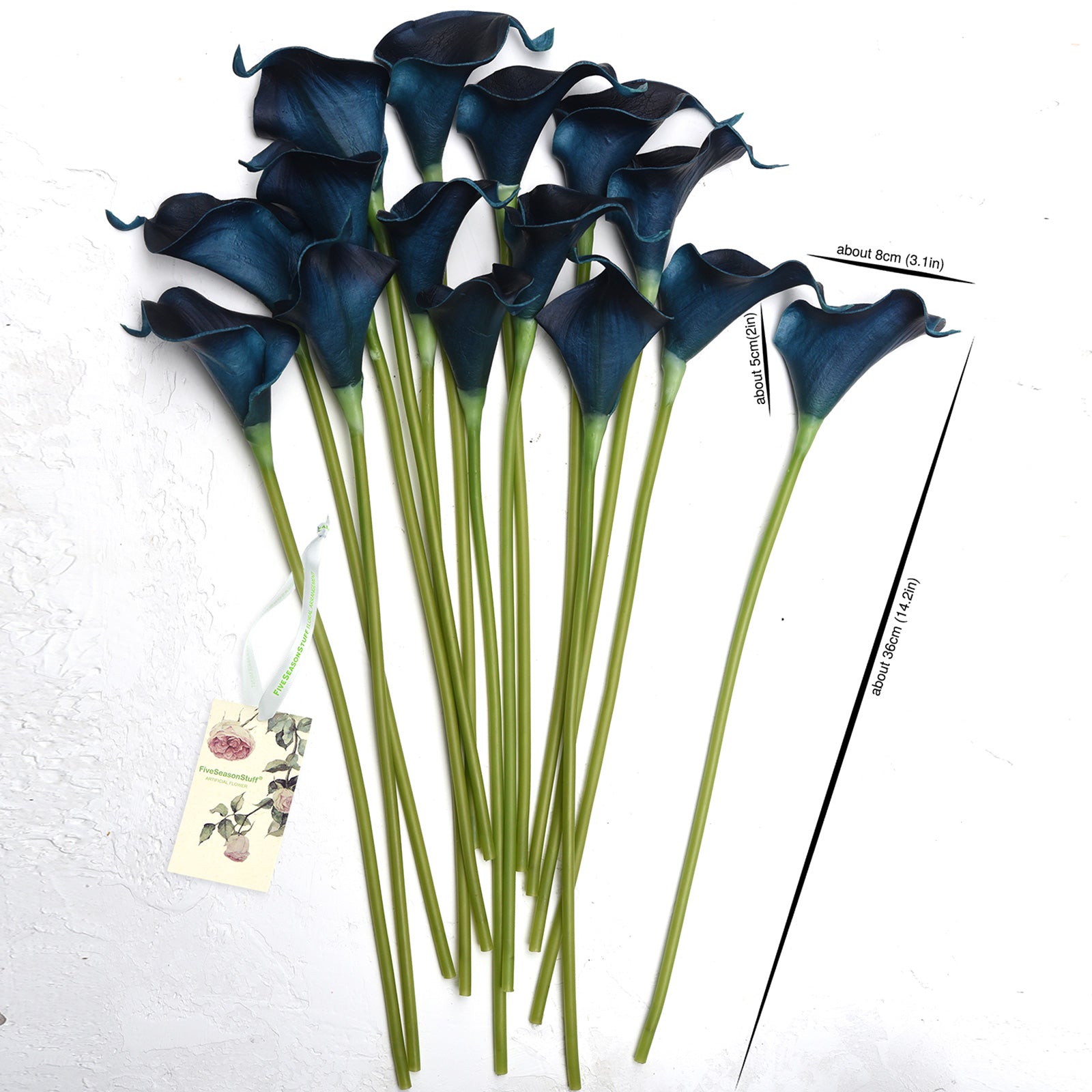 Midnight Blue Real Touch Calla Lilies Artificial Flower Bouquet 10 Stems