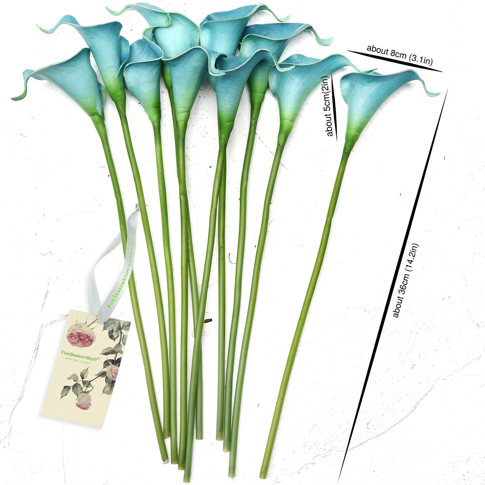 Real Touch Calla Lilies Artificial Flower Bouquet 10 Stems (Arctic Blue)