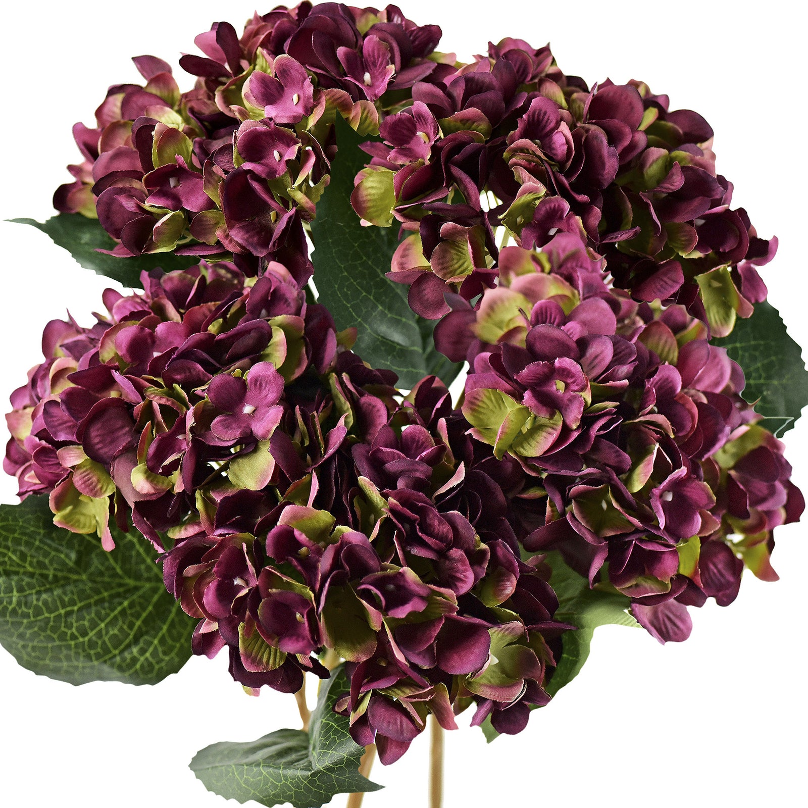 5 Stems Deep Purple Artificial Silk Hydrangea Flowers