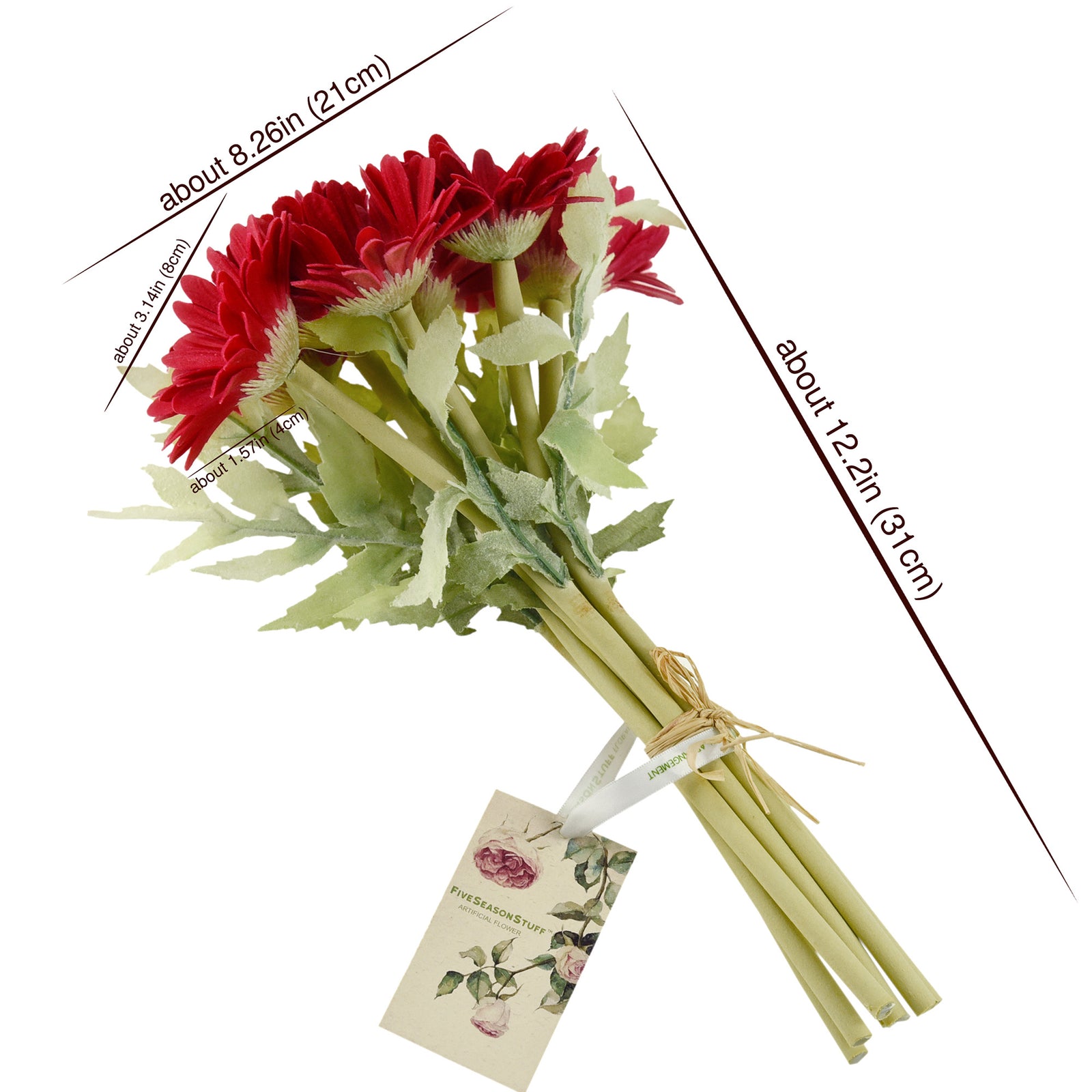 FiveSeasonStuff 7 Stems of Artificial Real Touch Gerbera Flowers & Bouquet, for Home Décor