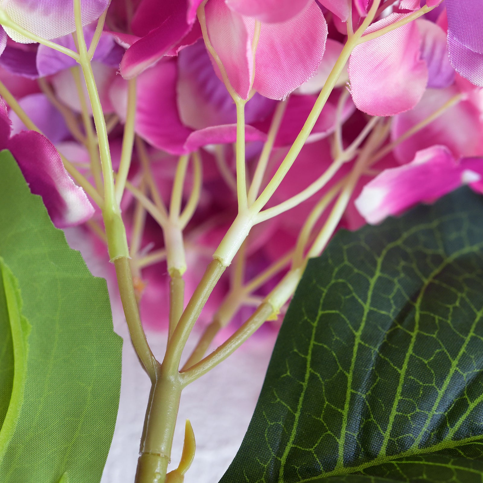 5 Stems Magenta Pink Artificial Silk Hydrangea Flowers