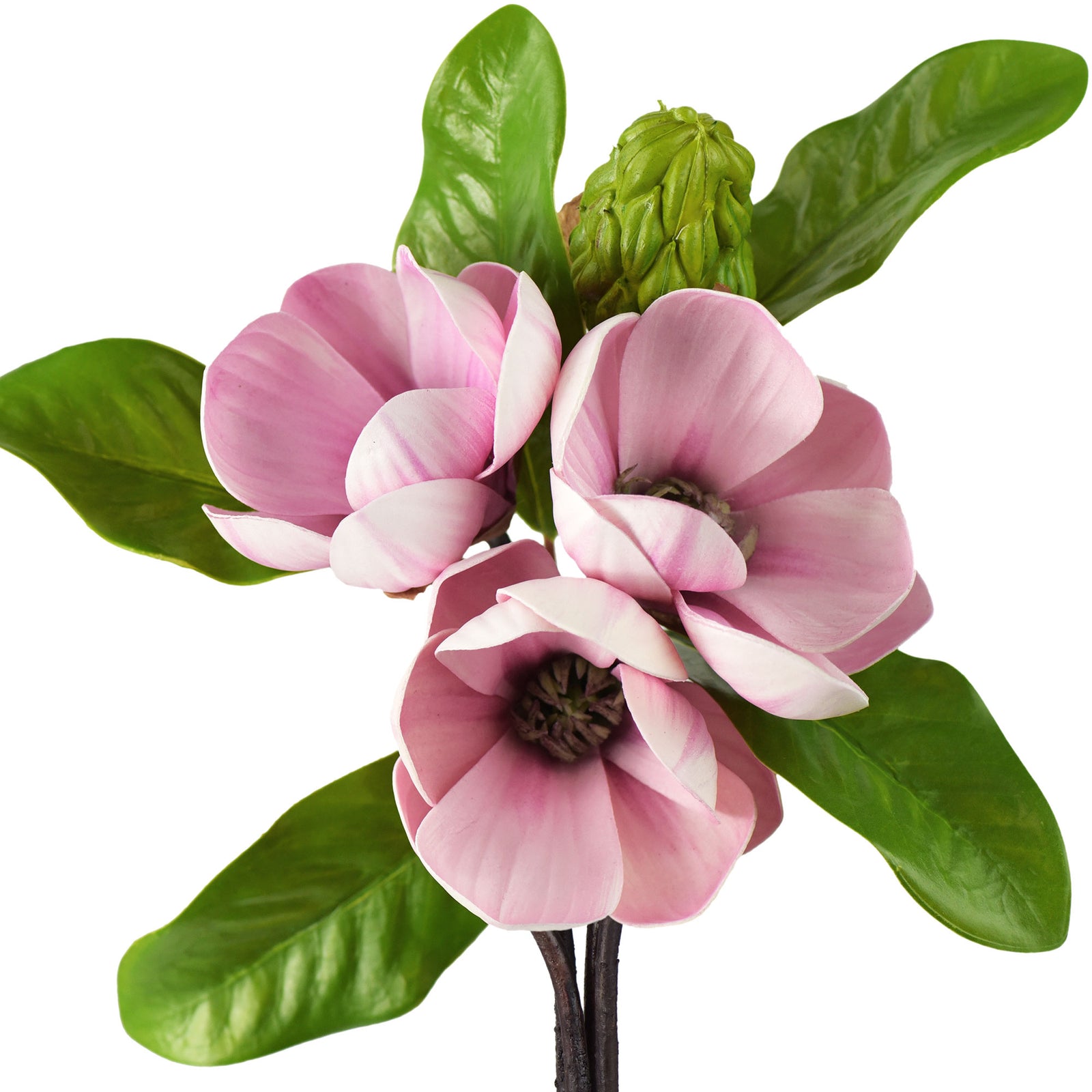 FiveSeasonStuff Dusty Pink Magnolia Artificial Flowers Arrangement with 4 Stems, Wedding Bridesmaids Bouquet Home Decor