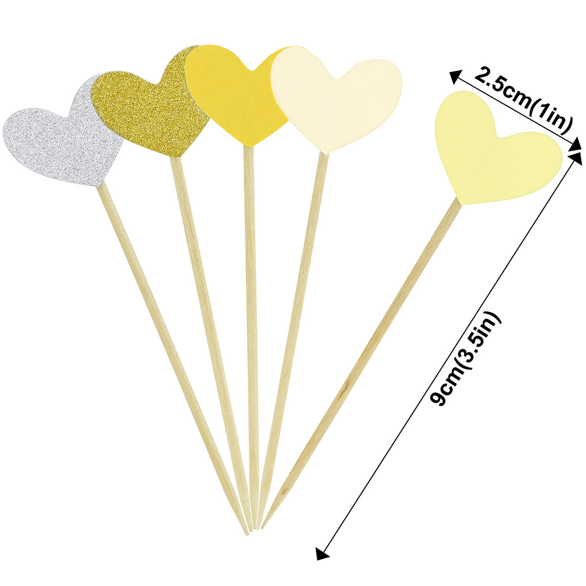 Yellow Hearts Topper Picks 50 Pieces