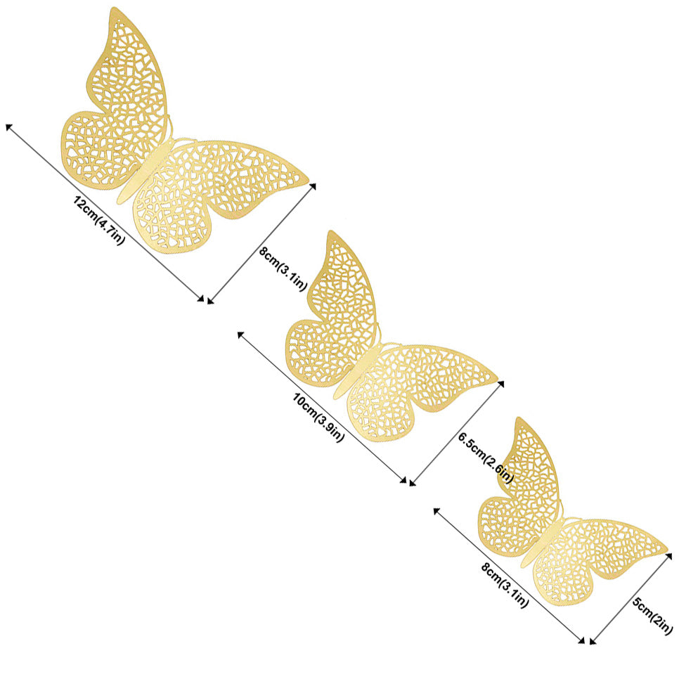 Gold Butterflies Wall Decorations Set - Nets Hollow Design