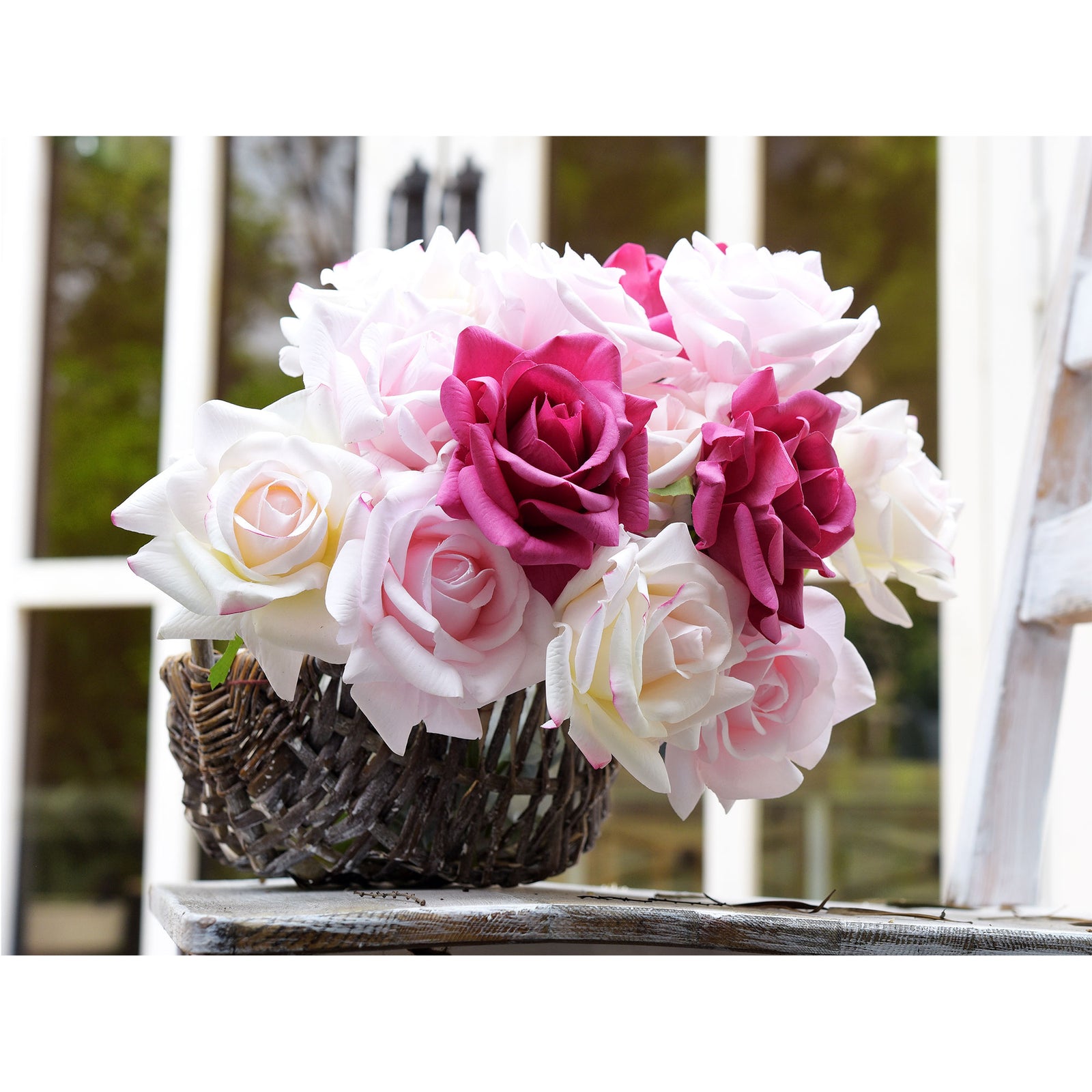 FiveSeasonStuff Fake Roses Wedding Flowers Real Touch Silk Black Artificial  Flowers 12 Stems