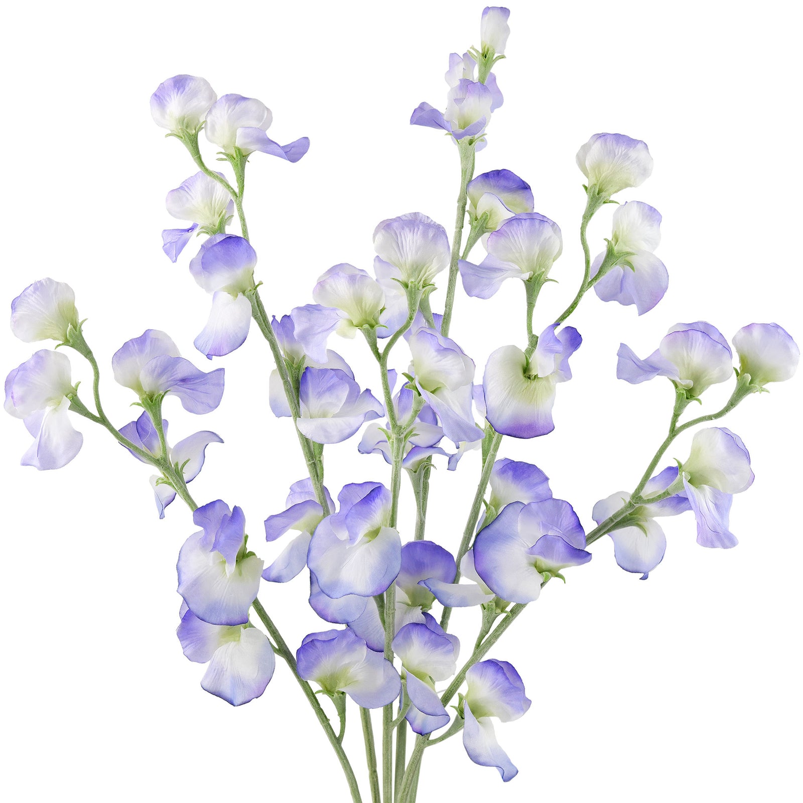 Pale Purple Sweet Pea Flowers Real Looking Artificial flowers Home Décor 24.8'' (6 Stems) FiveSeasonStuff