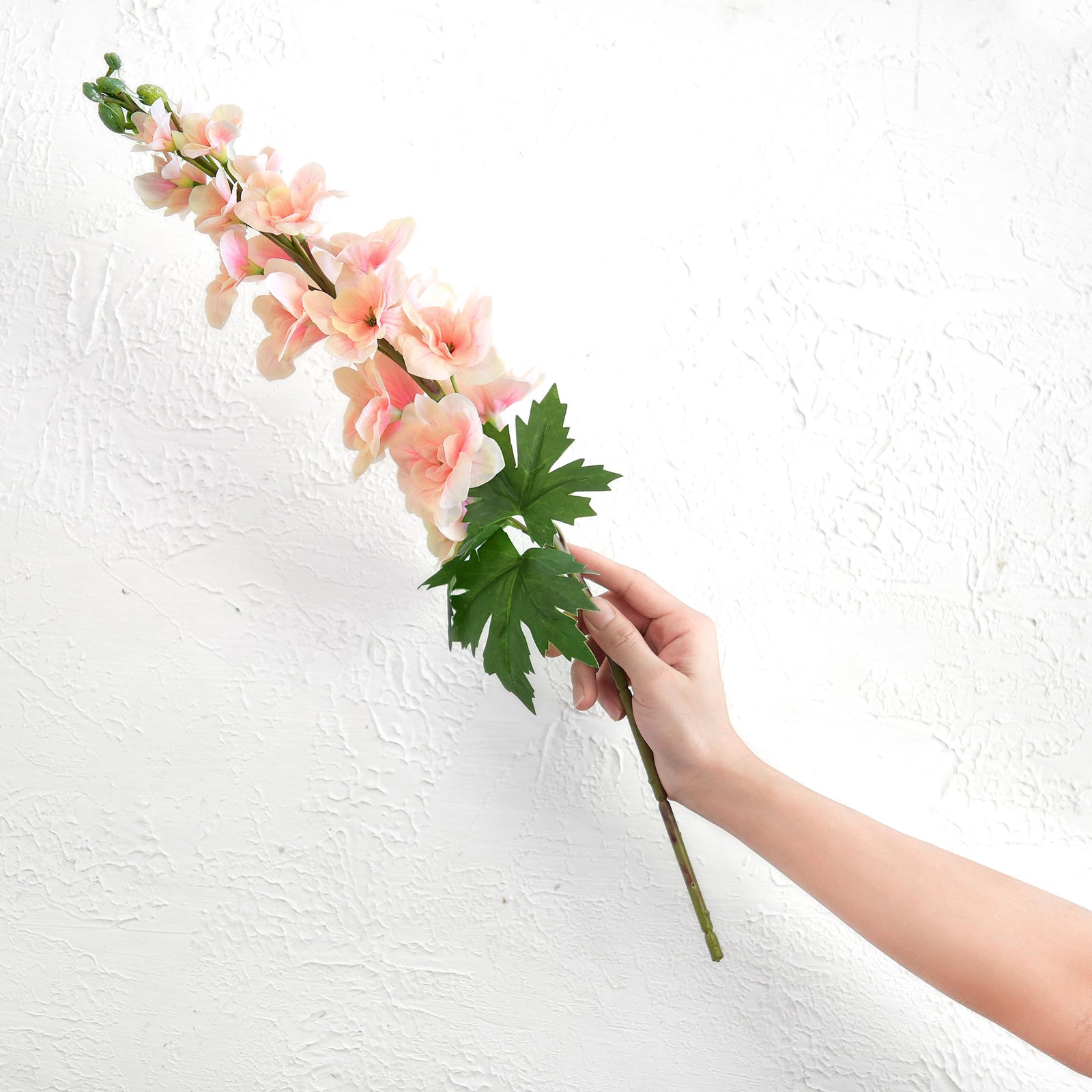Real Touch Delphinium Peach Pink Artificial Flowers, Wildflower Arrangements 6 Stems