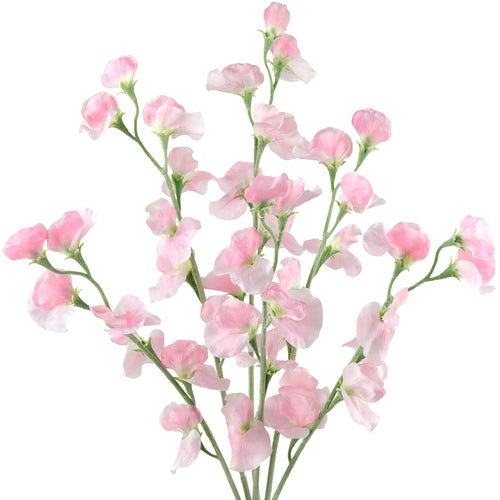 Misty Light Pink Sweet Pea Flowers Real Looking Artificial flowers Home Décor 24.8'' (6 Stems) FiveSeasonStuff