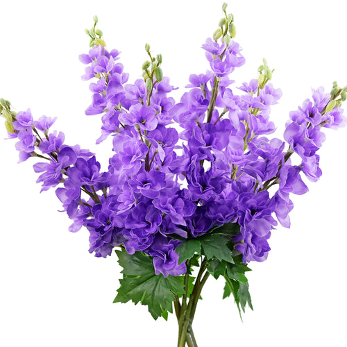 Real Touch Delphinium Violet Purple Flowers Artificial Flowers, Wildflower Arrangements 6 Stems