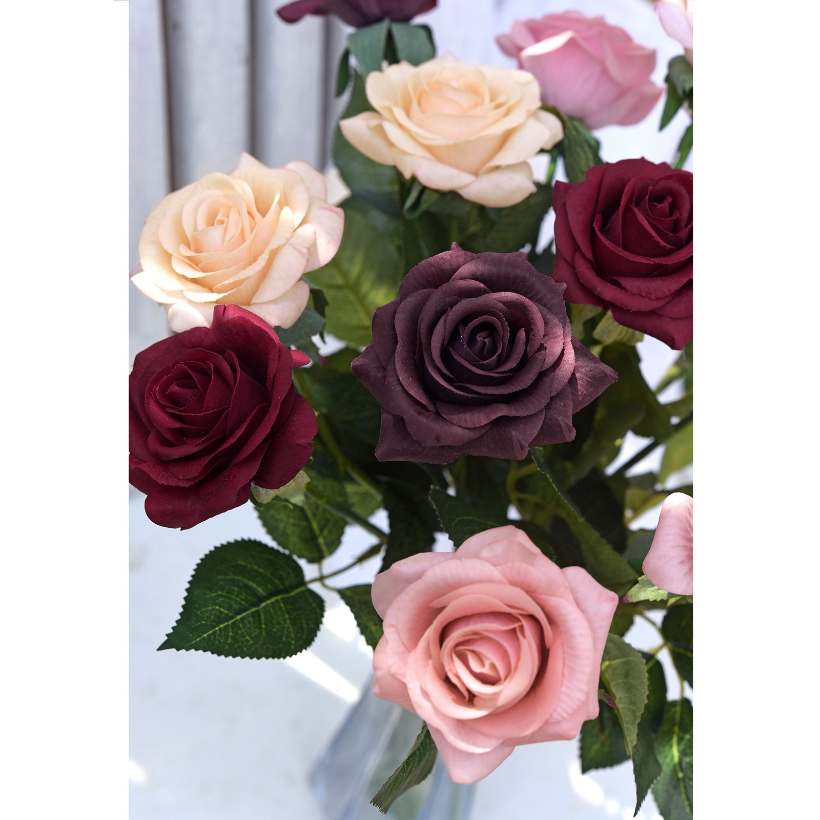 Artificial Flowers Real Touch Silk Roses 12 Stems (Rustic Pink) ‘Petals Feel and Look like Fresh Roses' -Fiveseasonstuff