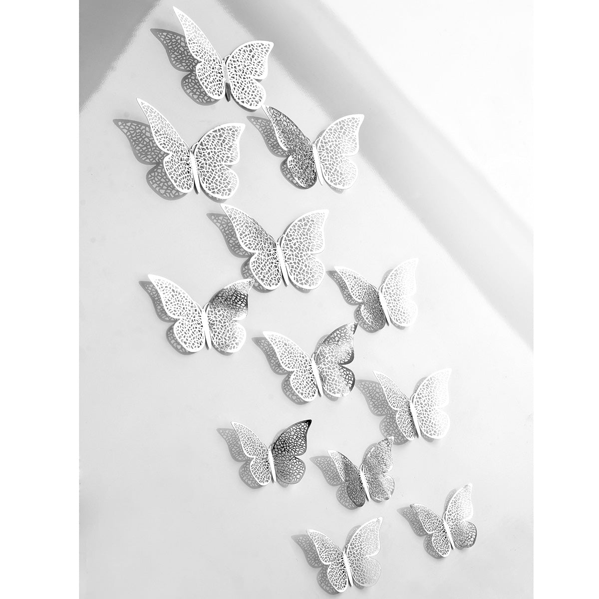 Silver Butterflies Wall Decorations Set - Nets Hollow Design