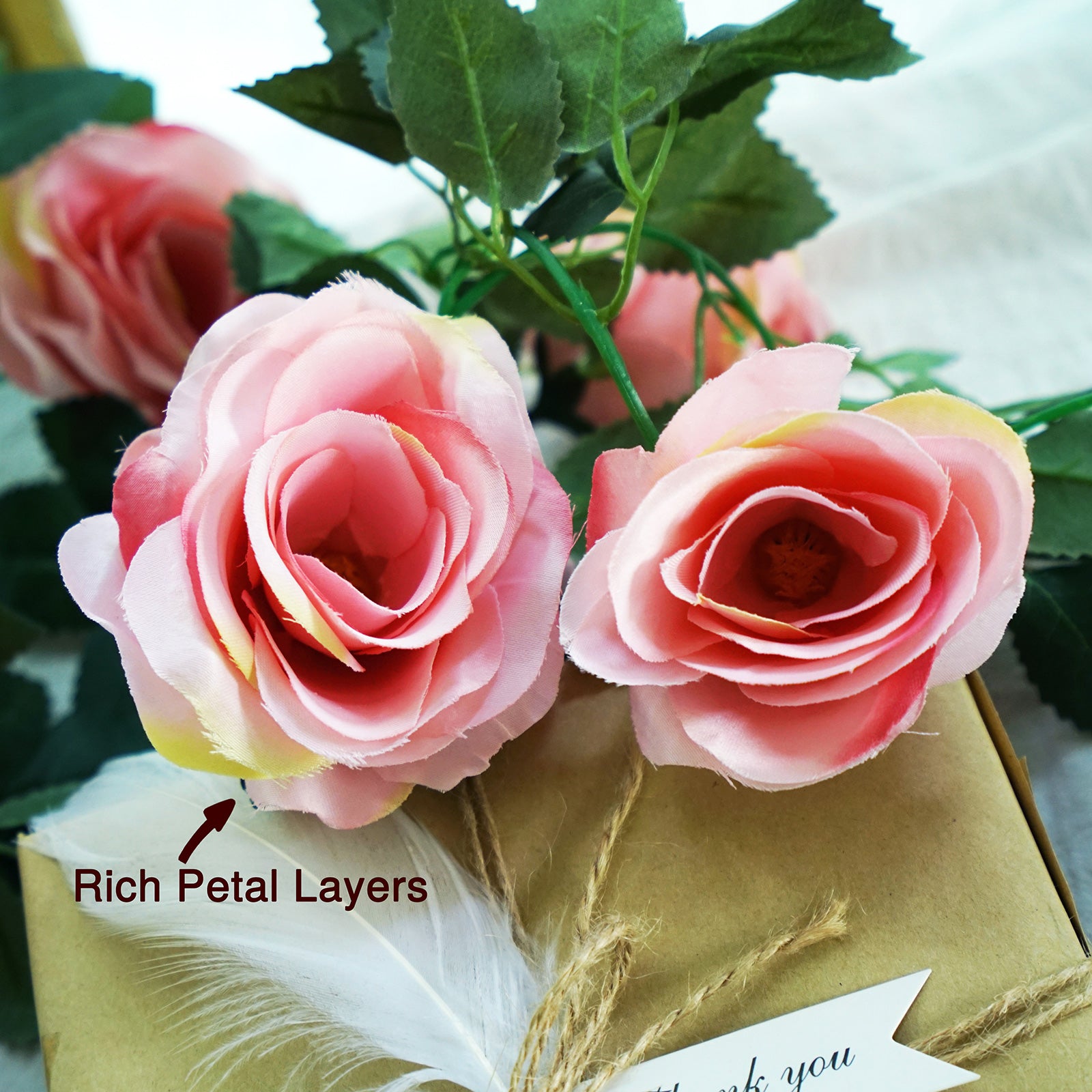 Artificial Silk Rose Garlands Vine Plant Flower Leaves (Amaranth Pink) 2 Pcs