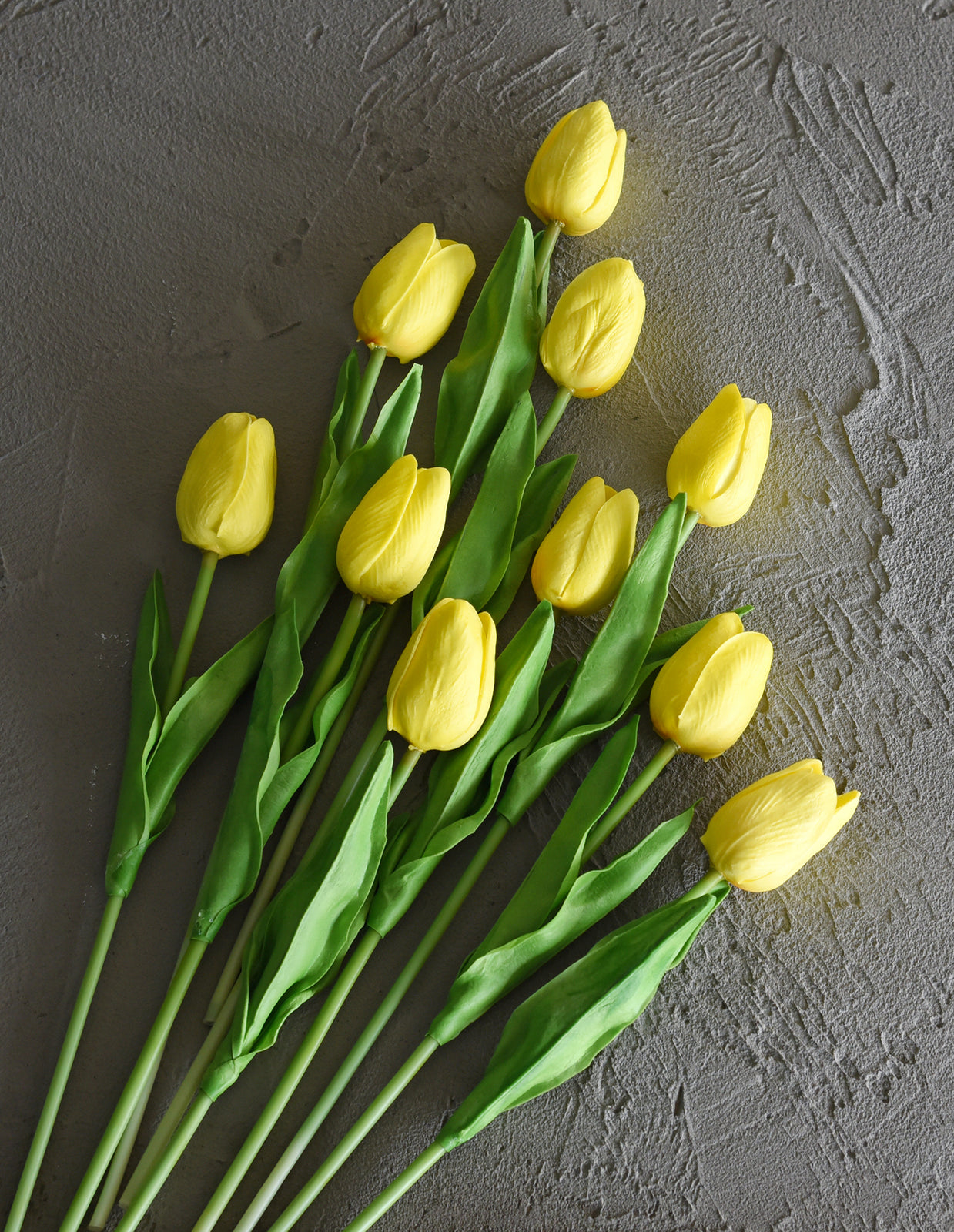 Yellow Real Touch Tulips Artificial Flowers Bouquet 10 Stems