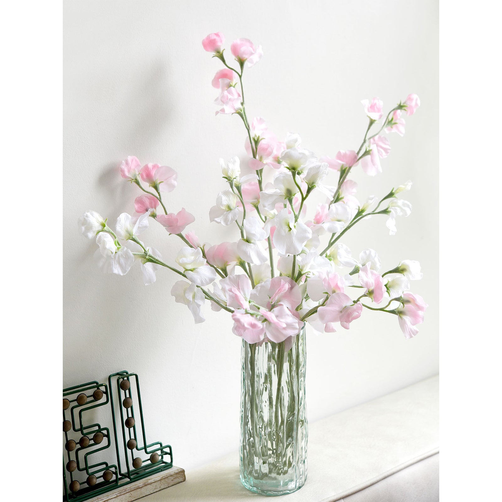 Misty Light Pink Sweet Pea Flowers Real Looking Artificial flowers Home Décor 24.8'' (6 Stems) FiveSeasonStuff