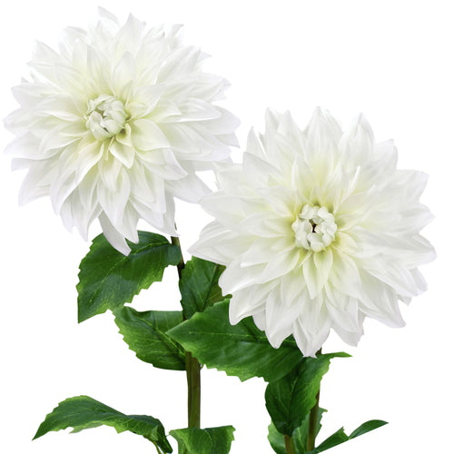 FiveSeasonStuff Artificial Flowers Dahlia Silk Flowers for Outdoors Indoors and Tall Vases (White)