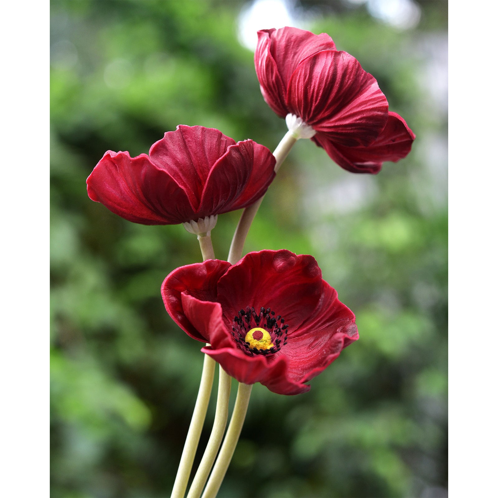 FiveSeasonStuff Red Real Touch Artificial Poppy Flowers Remembrance Day Decorations 10 Stems 12.6'' (32cm)