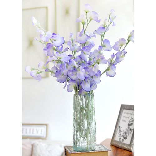 Pale Purple Sweet Pea Flowers Real Looking Artificial flowers Home Décor 24.8'' (6 Stems) FiveSeasonStuff