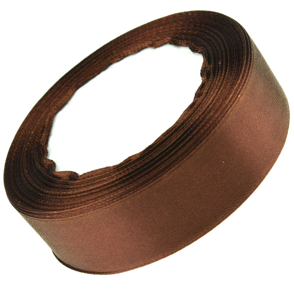 25mm Chocolate Single Sided Satin Ribbon
