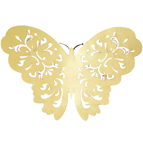 Gold Butterflies Wall Decorations Set - Floral Hollow Design