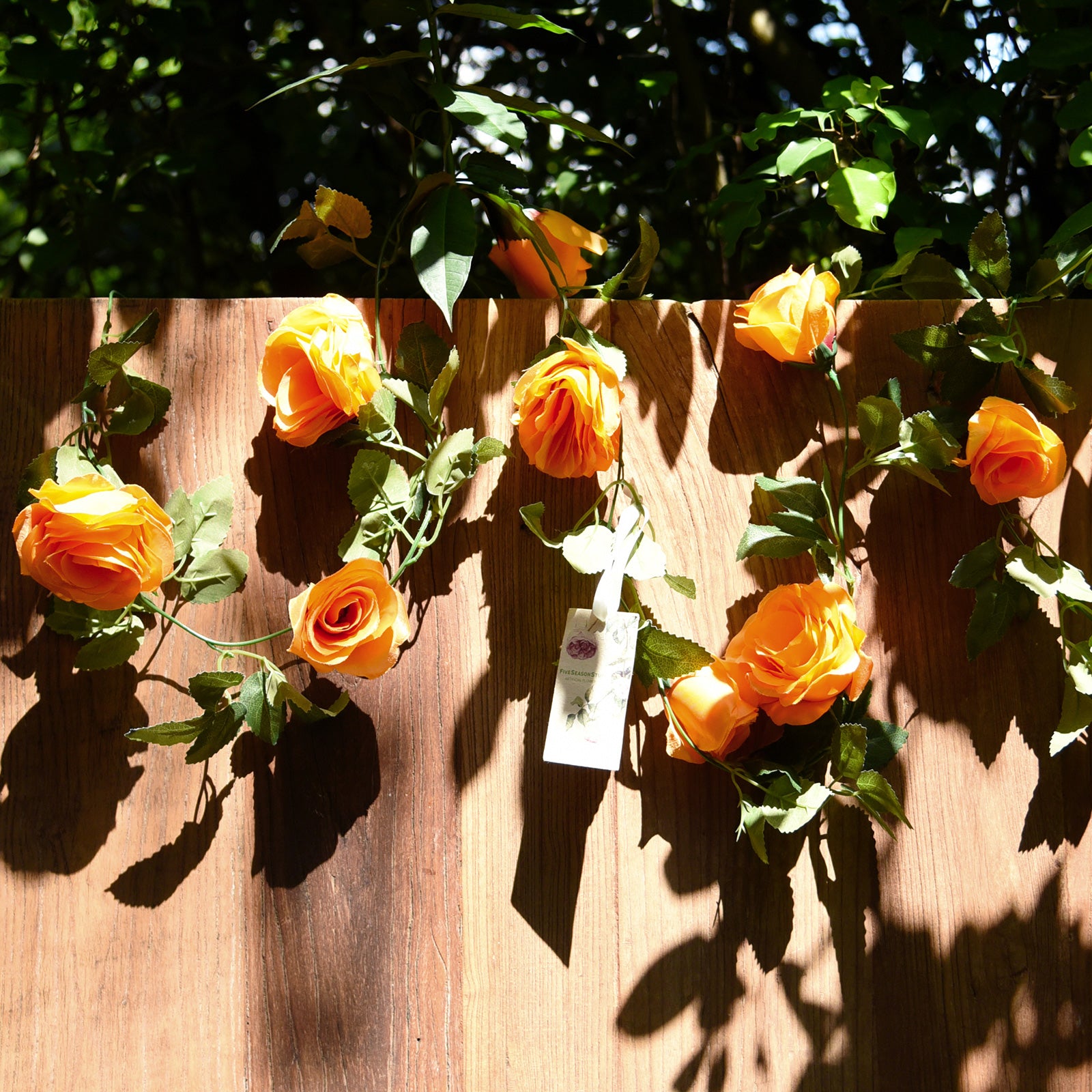 Artificial Silk Rose Garlands Vine Plant Flower Leaves (Mandarin Orange) 2 Pcs