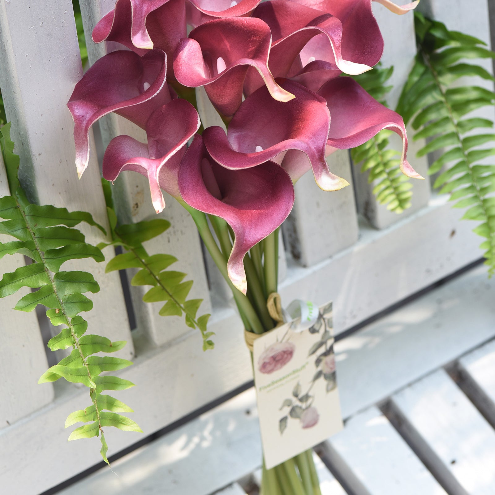Dark Magenta Real Touch Calla Lilies Artificial Flower Bouquet 10 Stems