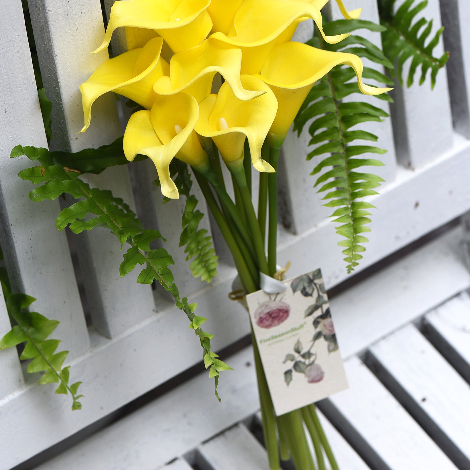 Bright Yellow Real Touch Calla Lilies Artificial Flower Bouquet 10 Stems
