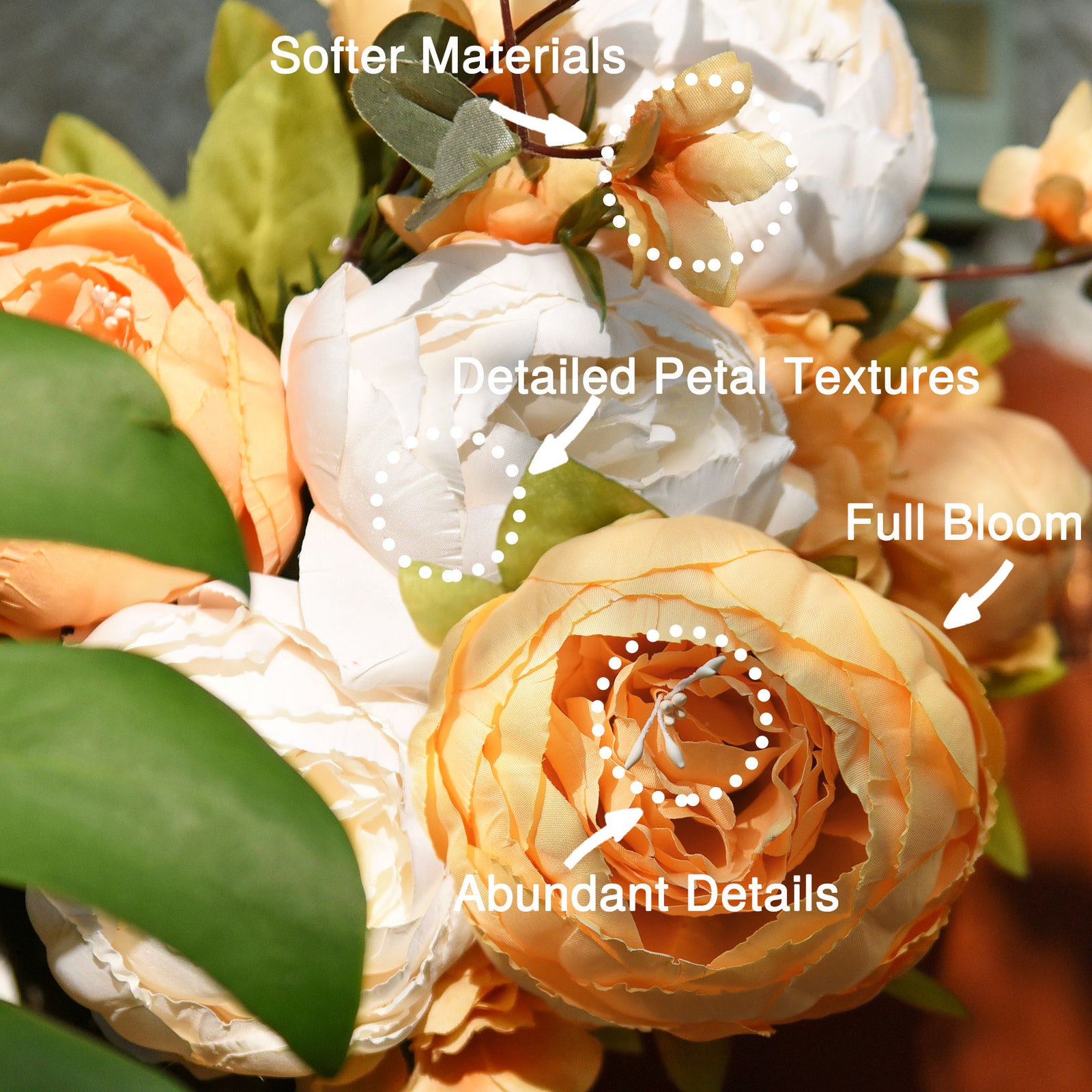 FiveSeasonStuff 2 Bundles (Vintage Peaceful) Silk Peonies Artificial Flower Bouquet