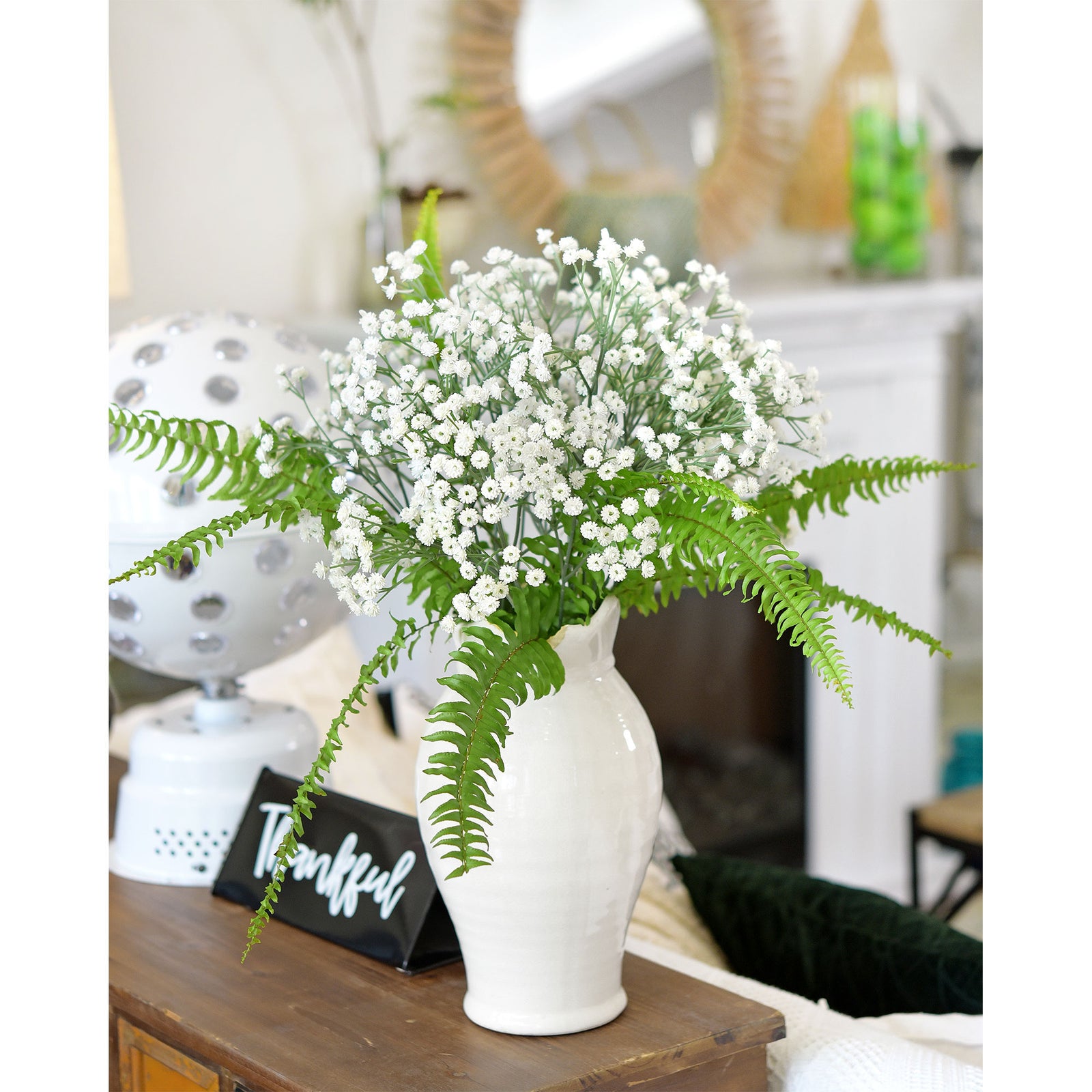 3 Bushes 14 Tall Faux Baby Breath Artificial Flowers - White