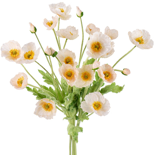 Champange Pink Silk Poppies Artificial Flower Bouquet for Remembrance Home Wedding 6 Stems 23.6'' (60cm)